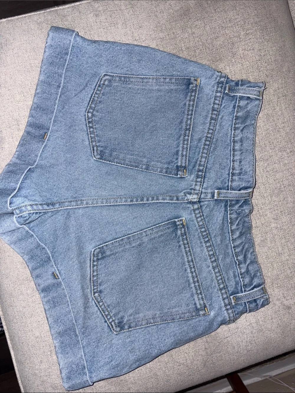 American Apparel Light Wash Denim High-Rise Shorts
